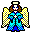 a small angel in a blue robe