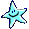 a happy blue star, the first-1000-members mascot from the Melonland Forum