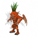 Carno-Carrot A bipedal monster with the body of a carrot and the face, claws, legs, and wings of a ferocious dragon.